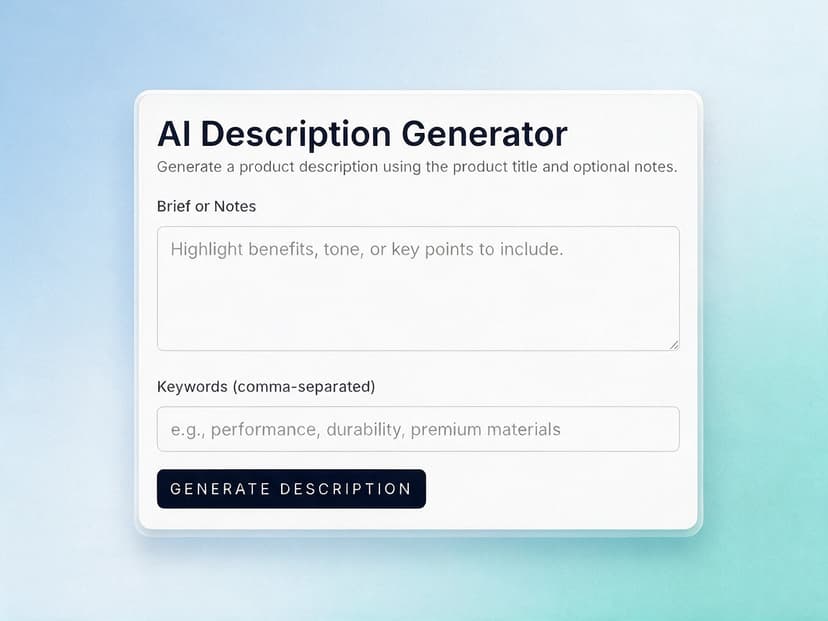 AI-generated product and content descriptions feature